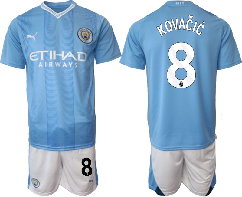 Men 2023-2024 Club Manchester City home Light blue #8 Soccer Jersey->manchester city jersey->Soccer Club Jersey